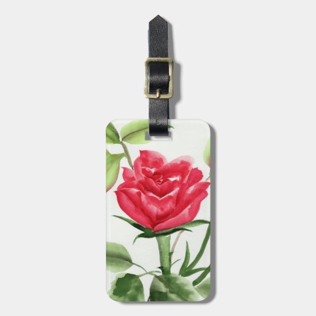 Étiquette À Bagage Rose rouge (Devant Vertical)