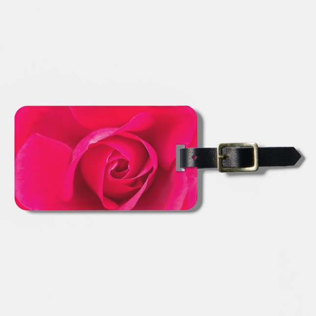 Étiquette À Bagage Rose rouge romantique v2 (Devant horizontal)