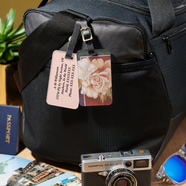 Étiquette À Bagage ROSE vintage (Recto & Verso)