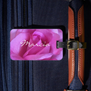 Étiquette À Bagage Rose violet chaud nom personnalisé photo