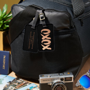 Étiquette À Bagage Rose XOXO Gold   Pinceau de cuivre moderne