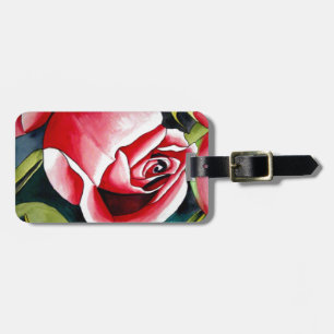 Étiquette À Bagage Rosebud rose aquarelle peinture art fleur