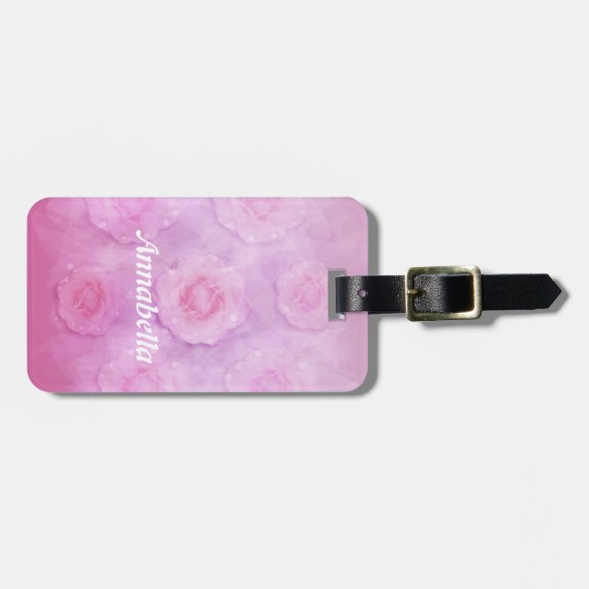 Étiquette À Bagage Roses aquarelle (Devant horizontal)