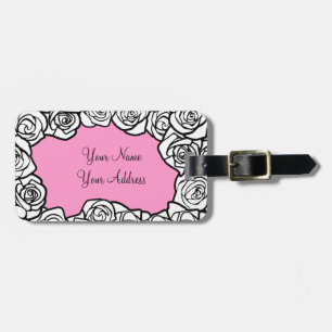 Étiquette À Bagage Roses blanches Vintages