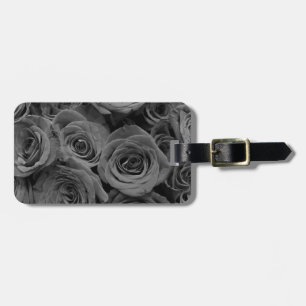 Étiquette À Bagage Roses gris, photo florale grise
