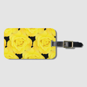 Étiquette À Bagage Roses Jaunes Florales Printemps Motif Été Noir