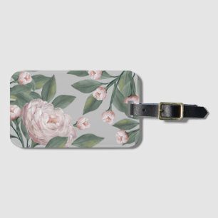 Étiquette À Bagage Roses roses pâles avec fond modifiable