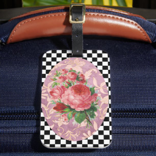 Étiquette À Bagage Roses roses roses vintages Arlequin