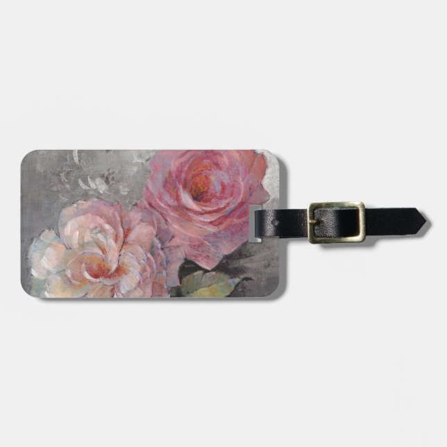 Étiquette À Bagage Roses sur Grey (Devant horizontal)