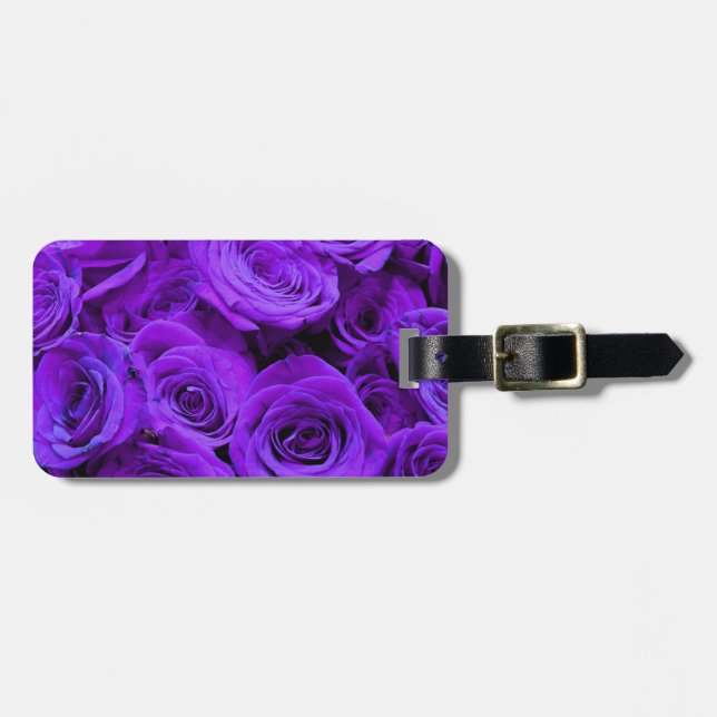 Étiquette À Bagage roses violet romantique, joli bouquet de rose (Devant horizontal)