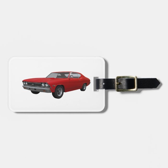 Étiquette À Bagage Rouge Chevelle 1968 solides solubles : (Devant horizontal)