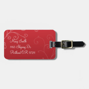 Étiquette À Bagage Rouge fait sur commande de monogramme de remous