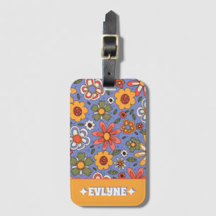 Étiquette À Bagage Rouge jaune rétro Boho Chic Super Floral