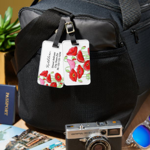 Étiquette À Bagage Rouge Papes Rose Art Nom personnalisé Personnalisé