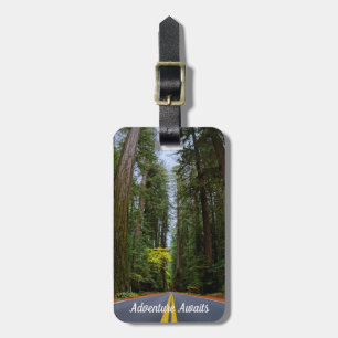 Étiquette À Bagage Route directe à travers la forêt de séquoias
