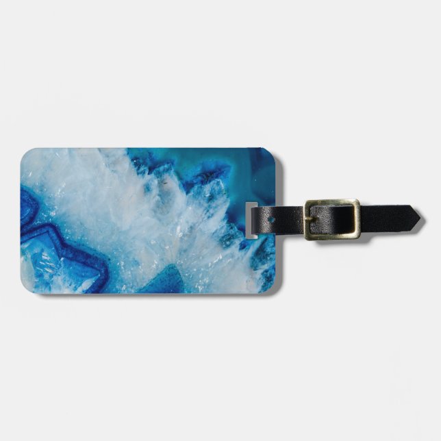Étiquette À Bagage Royal agate de bleu (Devant horizontal)