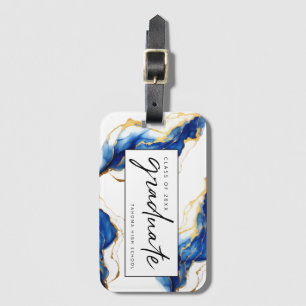 Étiquette À Bagage Royal Blue Yellow Gold Classe de 2024 Elegant