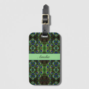 Étiquette À Bagage Royal Plumage - Luxe Peacock Motif en plumes