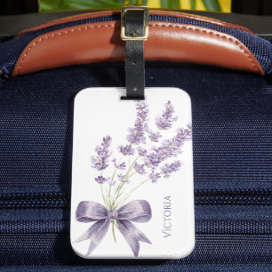Étiquette À Bagage Ruban Violet Élégant Personnalisé Vintage