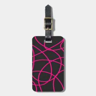 Étiquette À Bagage Rubans Magenta en noir