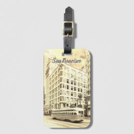 Étiquette À Bagage Rue vintage de San Francisco avec tramway