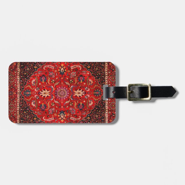Étiquette À Bagage Rug perse rouge de Mashhad (Devant horizontal)