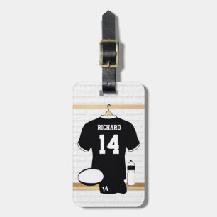 Étiquette À Bagage Rugby personnalisé Jersey noir et blanc