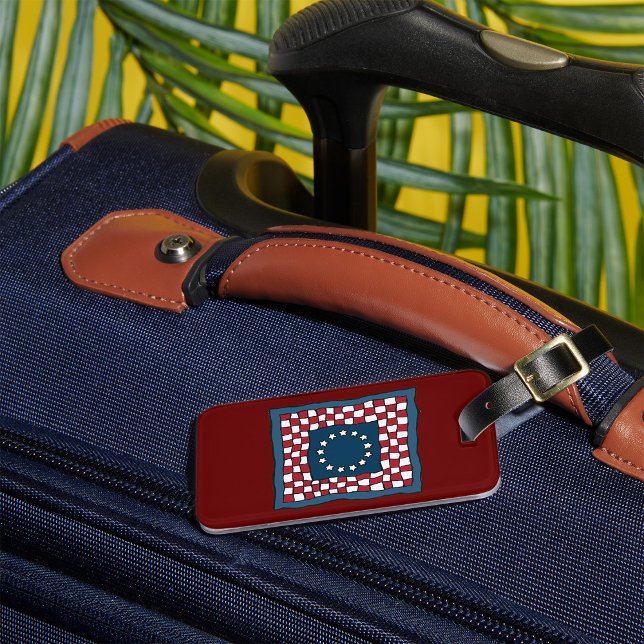 Étiquette À Bagage Russe Patriotic Americana Quilt Motif USA Art (Créateur téléchargé)