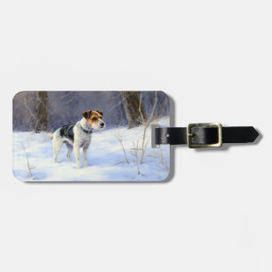Étiquette À Bagage Russell Terrier Laisser neiger Noël