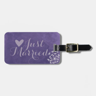 Étiquette À Bagage Rustic Romance Purple Lune de miel Mots clés