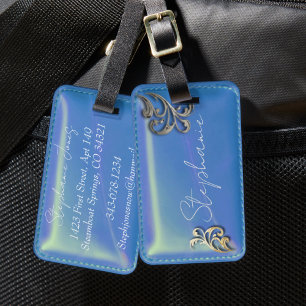 Étiquette À Bagage Sac à dos bleu look cuir