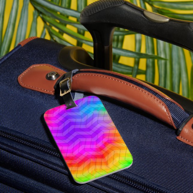 Étiquette À Bagage Sac cadeau Neon Rainbow Herringbone (Insitu Rectoal 1)