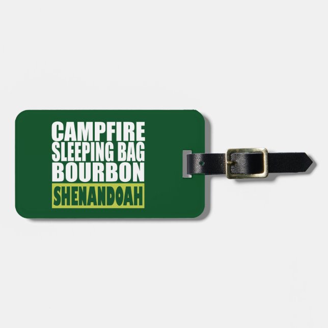 Étiquette À Bagage Sac couché de feu de camp Bourbon Shenandoah (Devant horizontal)