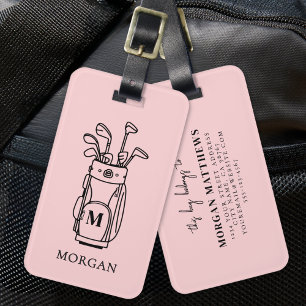 Étiquette À Bagage Sac de golf à monogramme rose