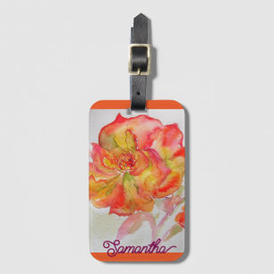 Étiquette À Bagage Sac fourre-tout de peinture à l'aquarelle orange j