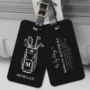 Étiquette À Bagage Sac golf à monogramme noir