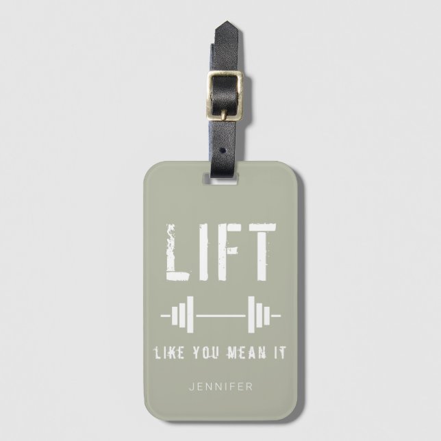 Étiquette À Bagage Sage Green Fitness Citation Ascenseur Comme Vous L (Devant Vertical)