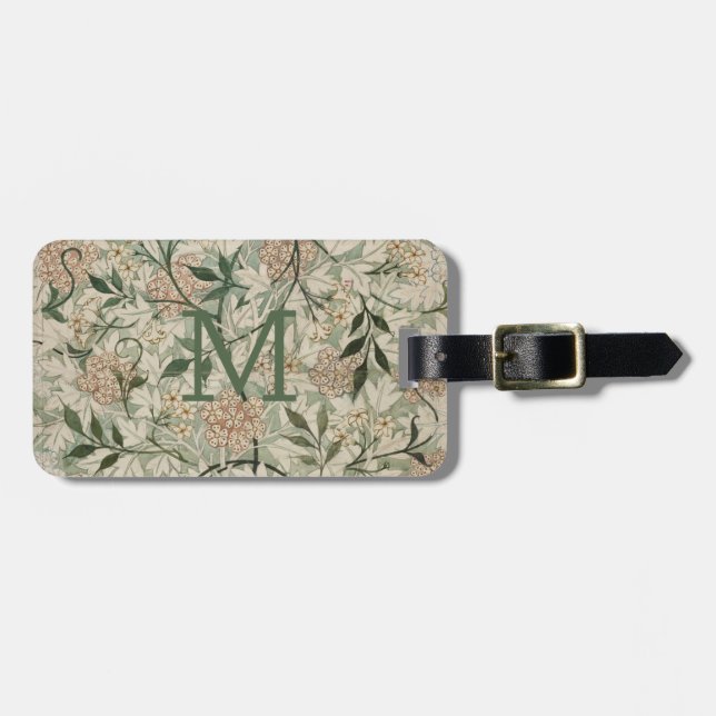 Étiquette À Bagage Sage Green, Pêche Florale Personnalisée (Devant horizontal)