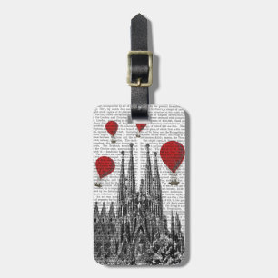 Étiquette À Bagage Sagrada Familia et Ballons Red Hot Air