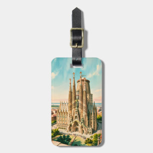 Étiquette À Bagage Sagrada Familia personnalisée Barcelone Voyage Aqu