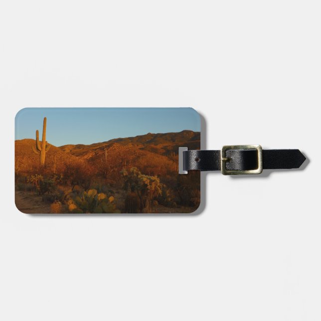 Étiquette À Bagage Saguaro Sunset I Arizona Désert Paysage (Devant horizontal)