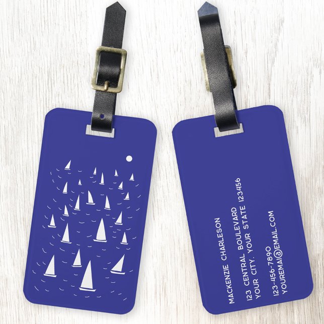 Étiquette À Bagage Sailing Boat Nautical (Sailing boat yacht personalized nautical luggage tag)