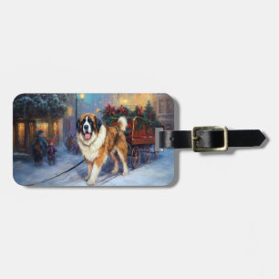Étiquette À Bagage Saint Bernard Christmas Festive