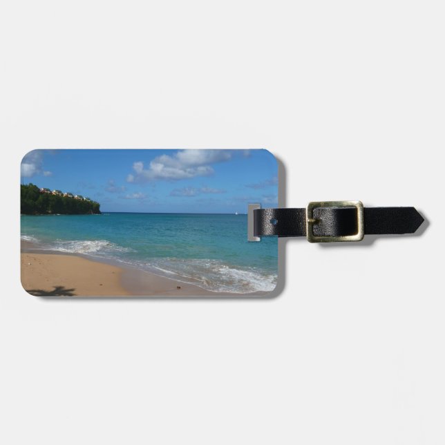 Étiquette À Bagage Saint Lucia Beach Paysage tropical (Devant horizontal)