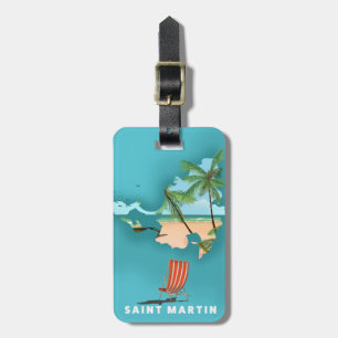 Étiquette À Bagage Saint Martin Carte illustrée.
