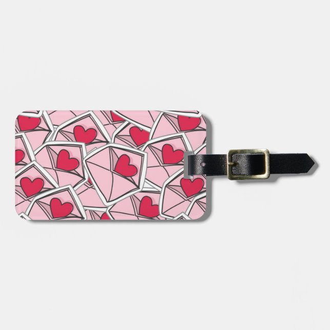 Étiquette À Bagage Saint Valentin au coeur des enveloppes (Devant horizontal)