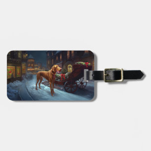 Étiquette À Bagage Saison de Noël de Vizsla