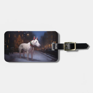 Étiquette À Bagage Saison Festive de Noël Bull Terrier