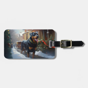 Étiquette À Bagage Saison festive de Noël de Rottweiler