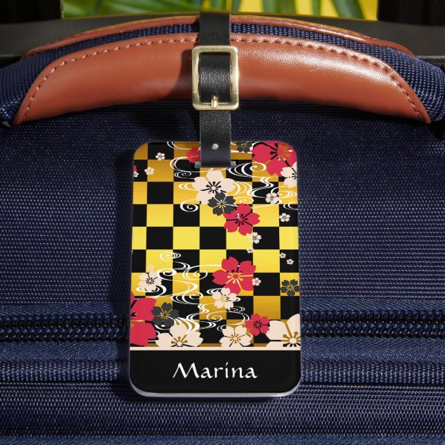 Étiquette À Bagage Sakura À damiers Motif (Insitu Rectoal 2)